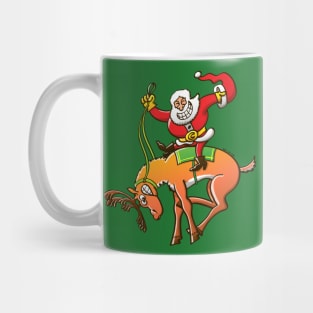 Santa is making this wild reindeer get ready for Christmas Mug